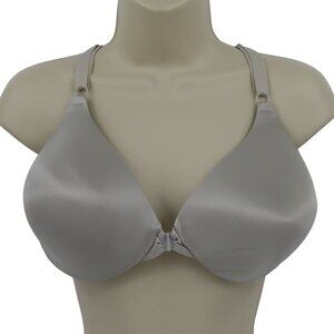 Maidenform 40D Bra Solid Gray Front Closure Underwire Lined SE6690 Lace Accent